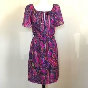 Trina Turk Purple Paisley Print Summer day dress